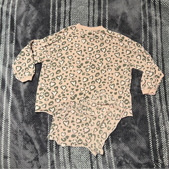 Mighty Fine Sweatshirt Sleep Set Pink with Heart Leopard Print Size XS - Picture 4 of 7